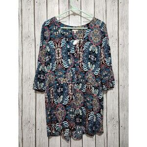 New Romper Women M Boho Festival Paisley Floral Colorful Long Sleeve En Creme